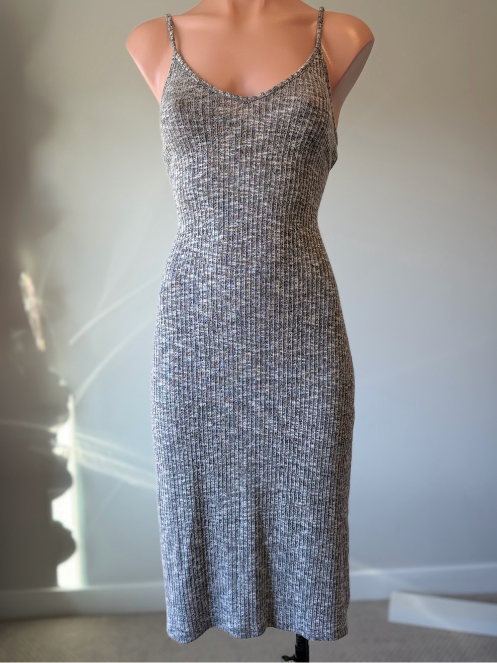 NEW! Express Gray Ribbed Slip Maxi Dress